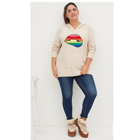 Torrid Rainbow Lips Hoodie Sweater 3X - Picture 3 of 7